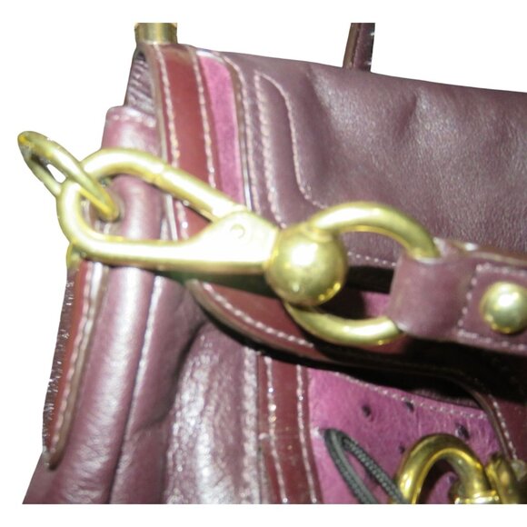 Coach 2011 Kristin Spectator Ostrich Embossed Mixed Leather Flap Purple Bag - Picture 15 of 15